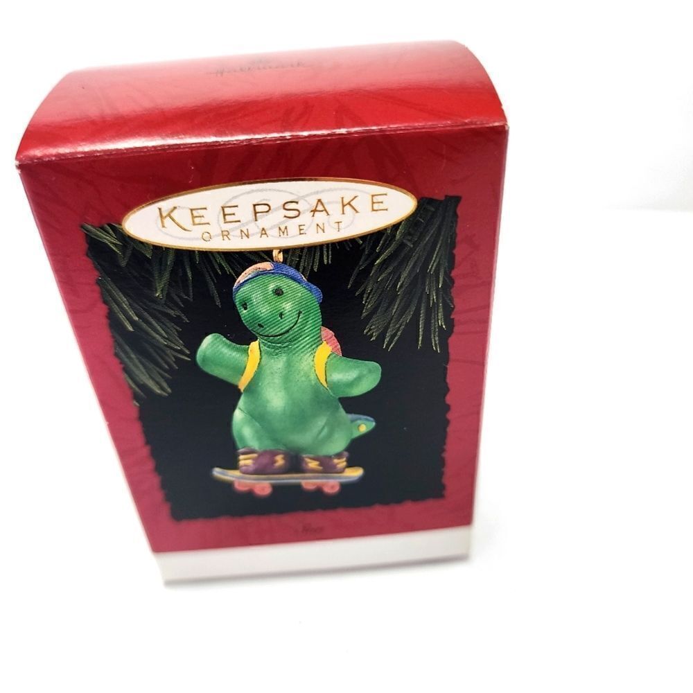 Vintage Hallmark Keepsake Christmas Ornament Skateboarding Dinosaur " Son"